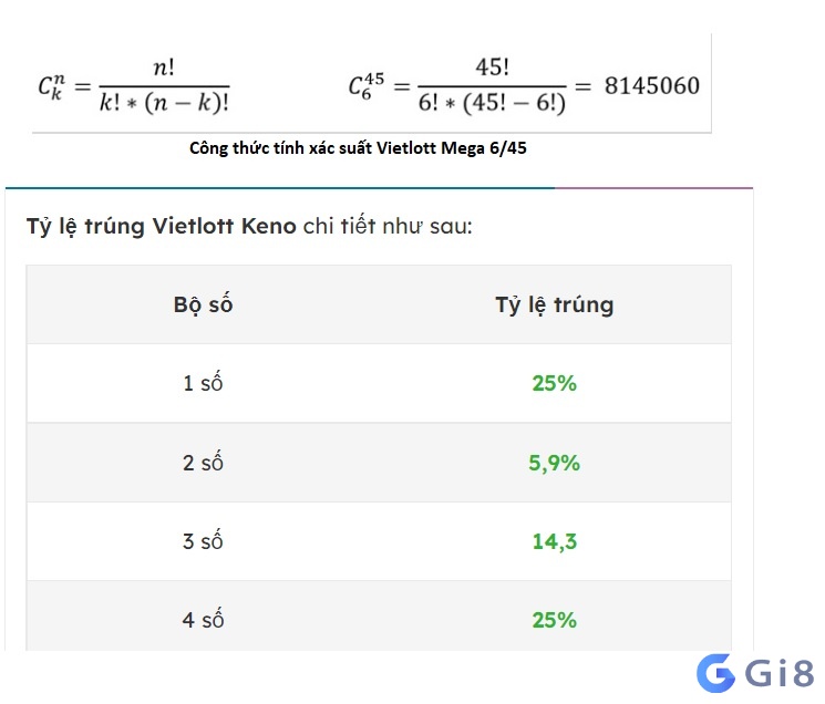 Cách tính xác suất trúng vietlott Mega 6/45 và tỷ lệ thống keno Cách tính xác suất trúng vietlott Mega 6/45 và tỷ lệ thống keno