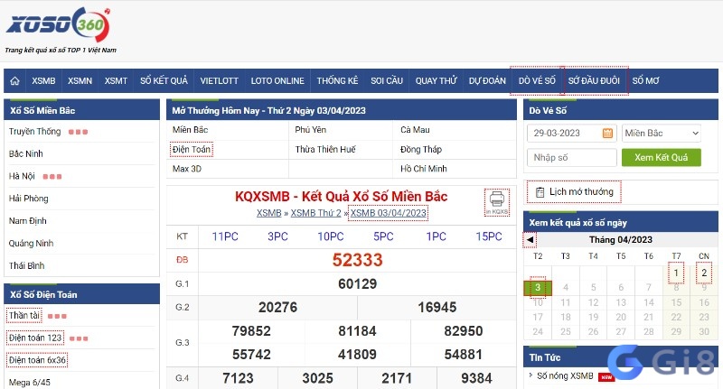 Giao diện của trang web Xổ số 360 Giao diện của trang web Xổ số 360